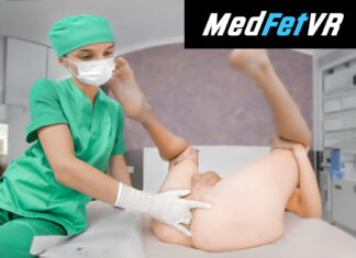 Deep Prostate Exam by Young Nurse in Surgical Gloves