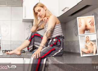 Skinny Punk Chick Fingers Her Cunt In The Kitchen