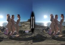 3 Hot Girls Getting Naked On Beach During Winter Making Fire Eating Bananas Dancing