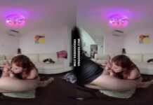 Pretty Tattooed Girl Brilla Giving Virtual Blowjob Deepthroating Cum All Over Tits